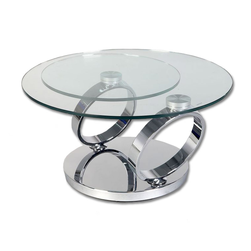 2 Levels Swivel Round Glass Coffee Table Round Glass Coffee Tables Home Accessories Glass Top Coffee Tables (Photo 1 of 10)