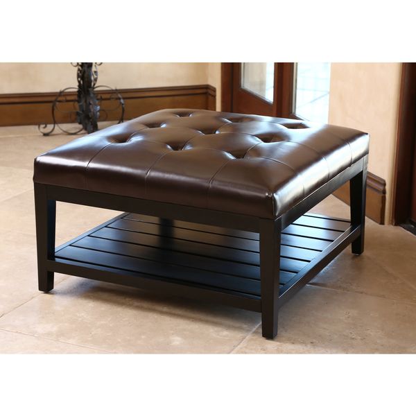 Abbyson Living Manchester Dark Brown Modern Wood Coffee Table Reclaimed Metal Mid Century Round Natural Diy Padded Large Leather Square Ottoman Coffee (View 1 of 10)