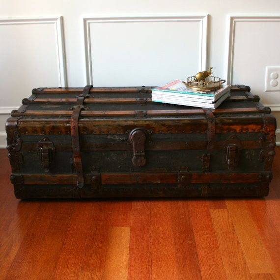 Antique Steamer Trunk Coffee Table By Rhapsody Attic This Is Industrial Home Decor With Antique (View 2 of 9)
