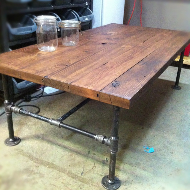 Barn Wood Steel Pipe Rustic Industrial Coffee Table Industrial Coffee Tables Industrial Coffee Tables (Photo 1 of 10)