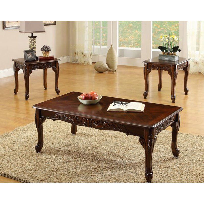Coffee Table Sets On Sale Furniture Of America Winslow 3 Piece Coffee Table Set Dark Cherry Sale (View 8 of 10)
