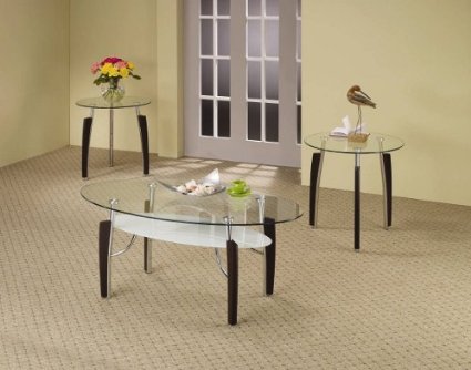 Danish Modern Teak Coffee Table 3pc Coffee Table And End Tables Set With Glass Top In Cappuccino Finish (Photo 1 of 10)