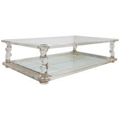 Iucite And Glass Coffee Table Mid Century Karl Springer Style Heavy Sculptural Lucite And Glass Coffee Table (View 6 of 9)