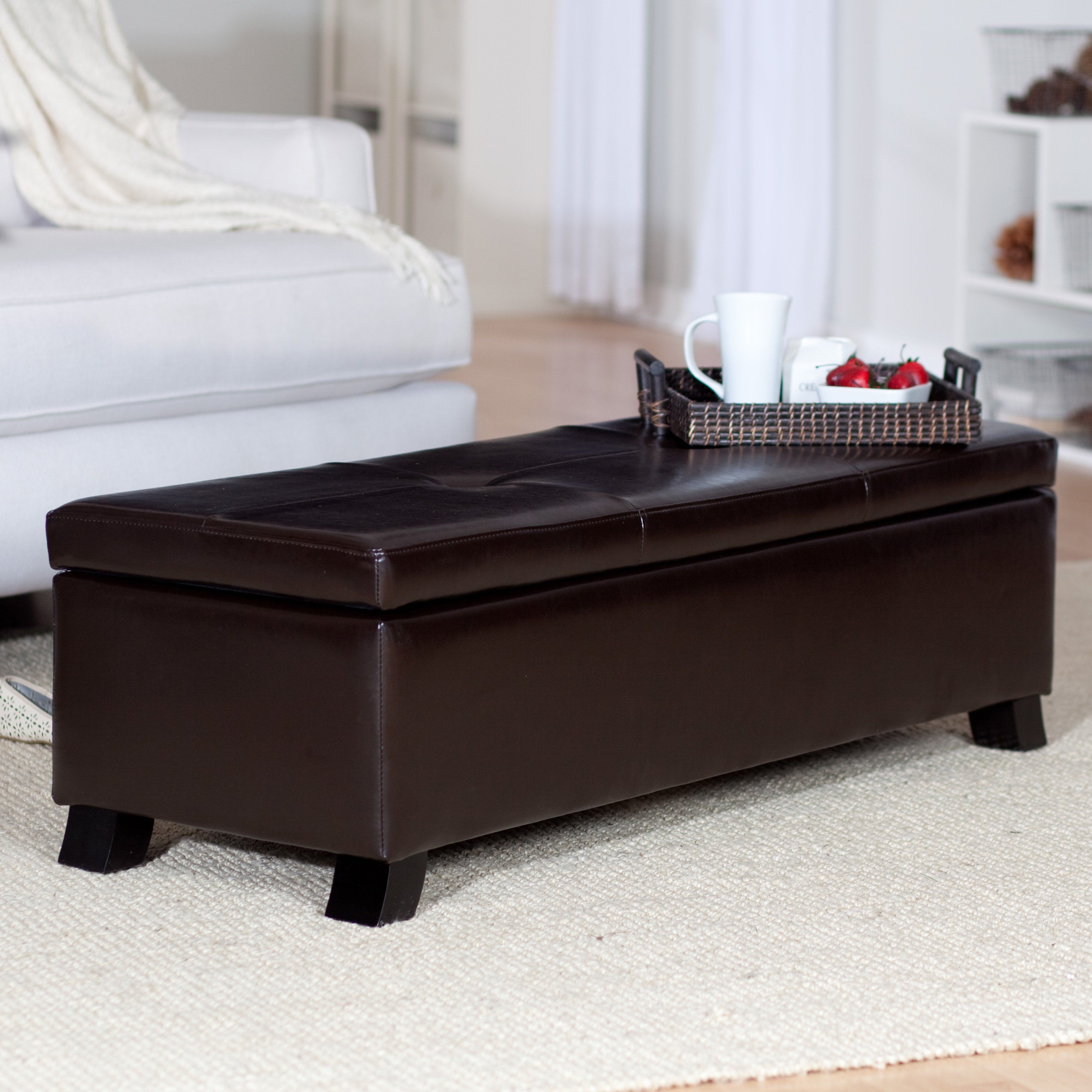 Leather Coffee Table Ottoman With Storage Incredible Glass Top Table Designs For You To Enjoy Your Coffee Contemporary Decor On Table Design Ideas (View 5 of 9)