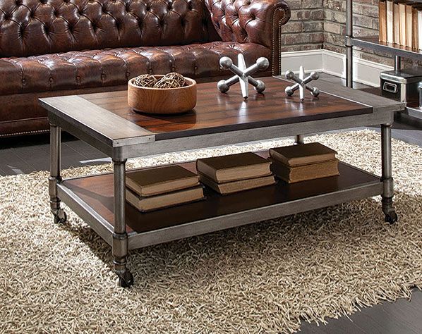 Modern Wood Coffee Table Reclaimed Metal Mid Century Round Natural Diy All Modern Coffee Table Centerpieces Hudson (Photo 9 of 10)