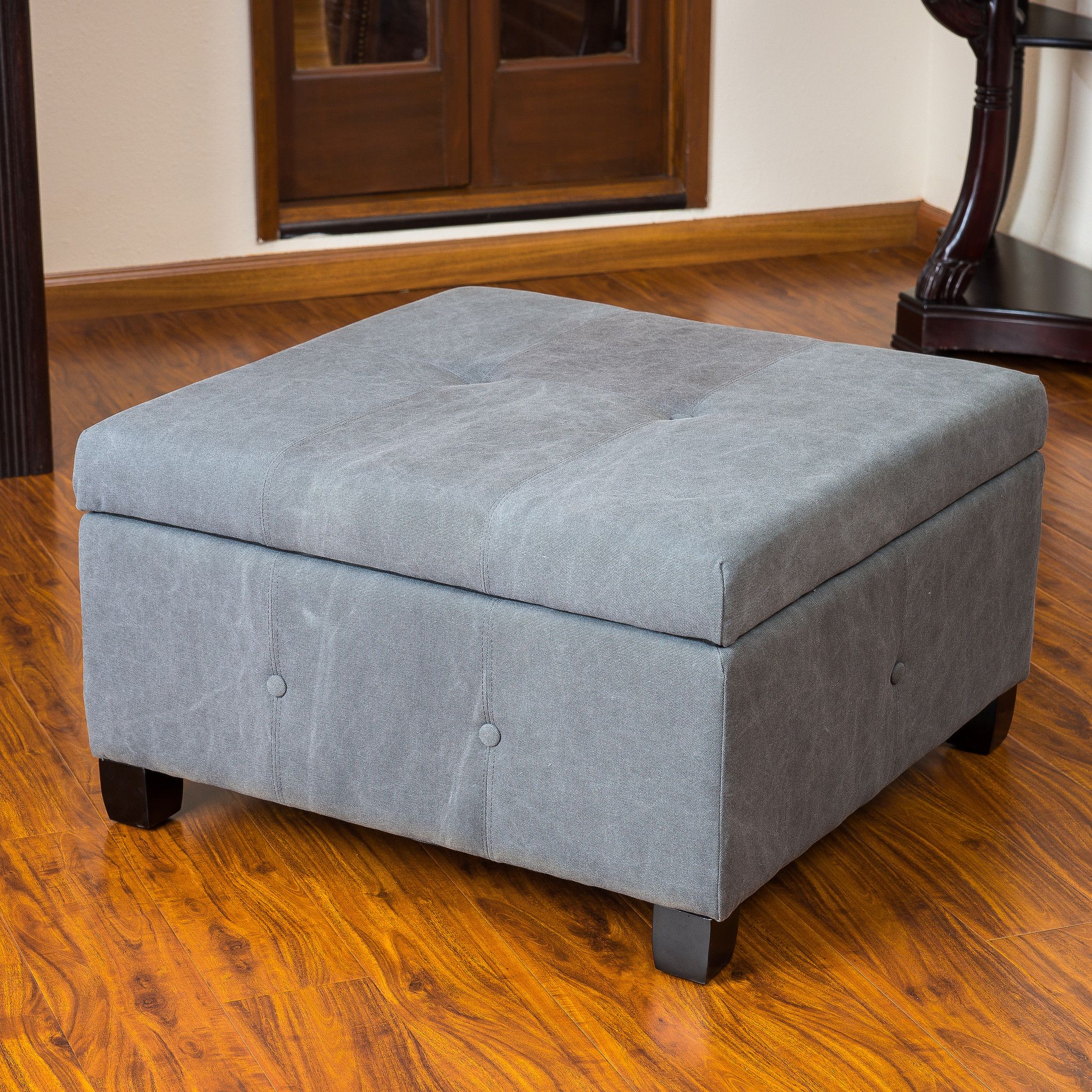 Ottoman Coffee Table Fabric Also Glass Material Increases The Space Of All Rooms (View 2 of 9)