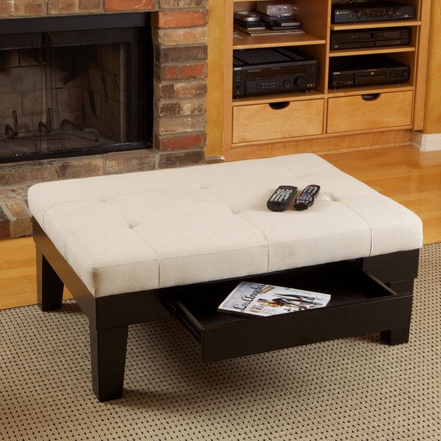 Ottoman Coffee Table Fabric The Top Features A Grid That Can Also Come With Glass Stone Or Wood (View 6 of 9)