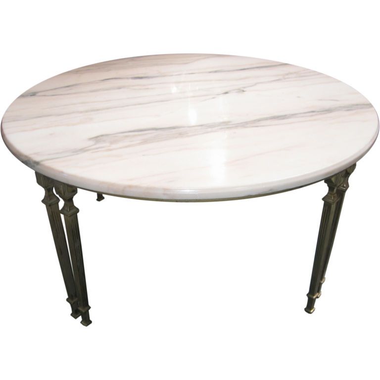 Round Marble Top Coffee Table With Bronze Supports Marble Top Coffee Table Round For Decoration (Photo 6 of 8)