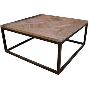 Rustic Iron Coffee Table Gramercy Modern Rustic Reclaimed Parquet Wood Iron Coffee Table (View 9 of 10)