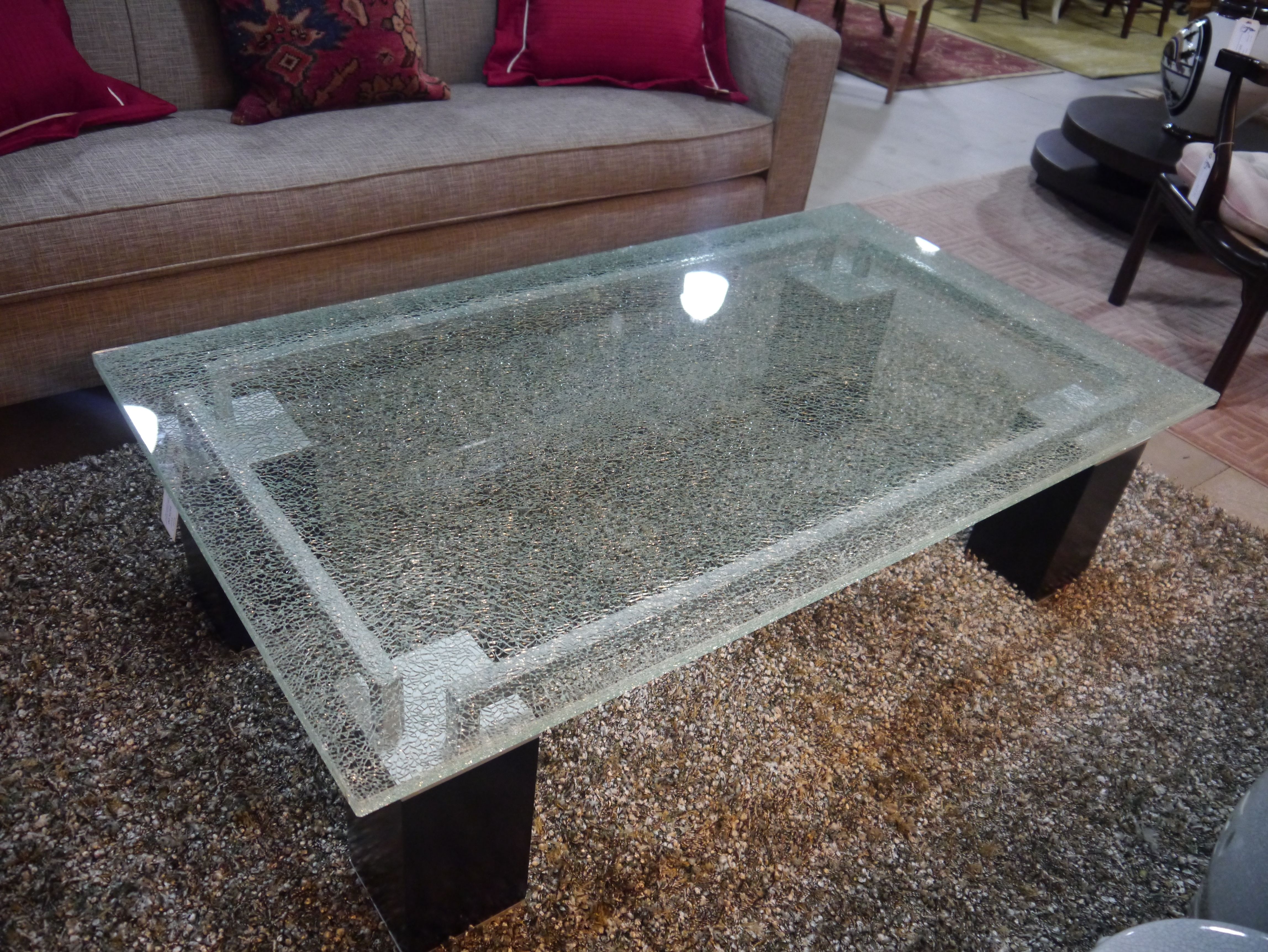 Shattered Glass Coffee Table Awesome Design Ideas Of Coffee Table With Rectangle Shape Glass Top And Also Combine With Fur Rugs And White Ceramics Floor (View 1 of 10)