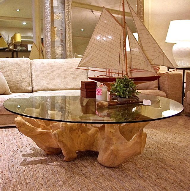Tree Trunk Coffee Table Glass Top (Photo 3 of 9)