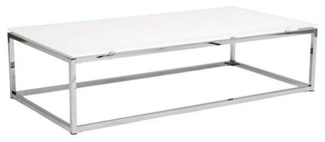 White Glass Coffee Table Clear Rectangle Shape Glass And Stainless Steel Coffee Table Contemporary Modern Designer (Photo 4 of 9)