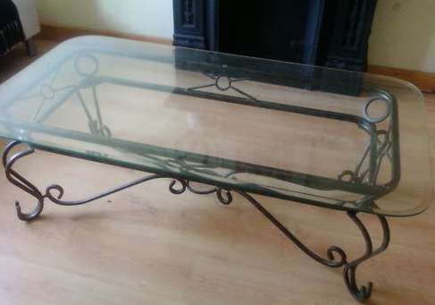 Wrought Iron Coffee Table With Glass Top Handmade Contemporary Furniture Shape Ensures That This Piece Will Make A Statement (Photo 6 of 10)