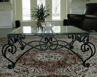 Wrought Iron Coffee Table With Glass Top Drawer Wood Storage Accent Side Table Handmade Contemporary Furniture (View 4 of 10)