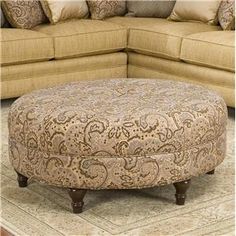 Accent Chairs And Ottomans Sb Round Traditional Styled Ottoman Wolf Furniture Round Fabric Coffee Table Cloth Coffee Tables (Photo 1 of 10)