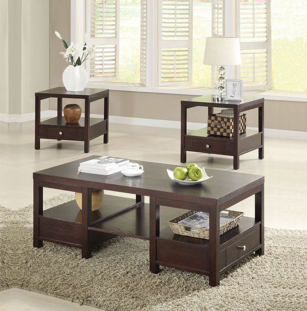 Coffee And End Table Set Brooklyn Espresso 3 Pc Collection Cool Coffee Tables South Best Inspiration (View 4 of 10)