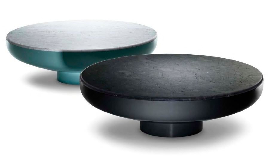 Coffee Table Contemporary Lacquered Steel Marble Tambor Contemporary Round Coffee Tables Round Modern Coffee Table (View 1 of 10)