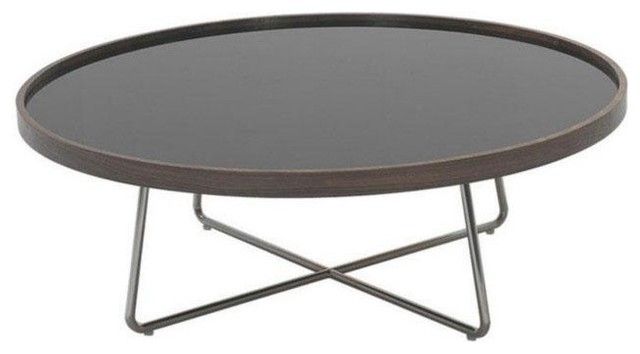 Contemporary Coffee Tables Modern Brown And Black Glass Round Coffee Table Bremen Contemporary Round Coffee Table (View 3 of 10)