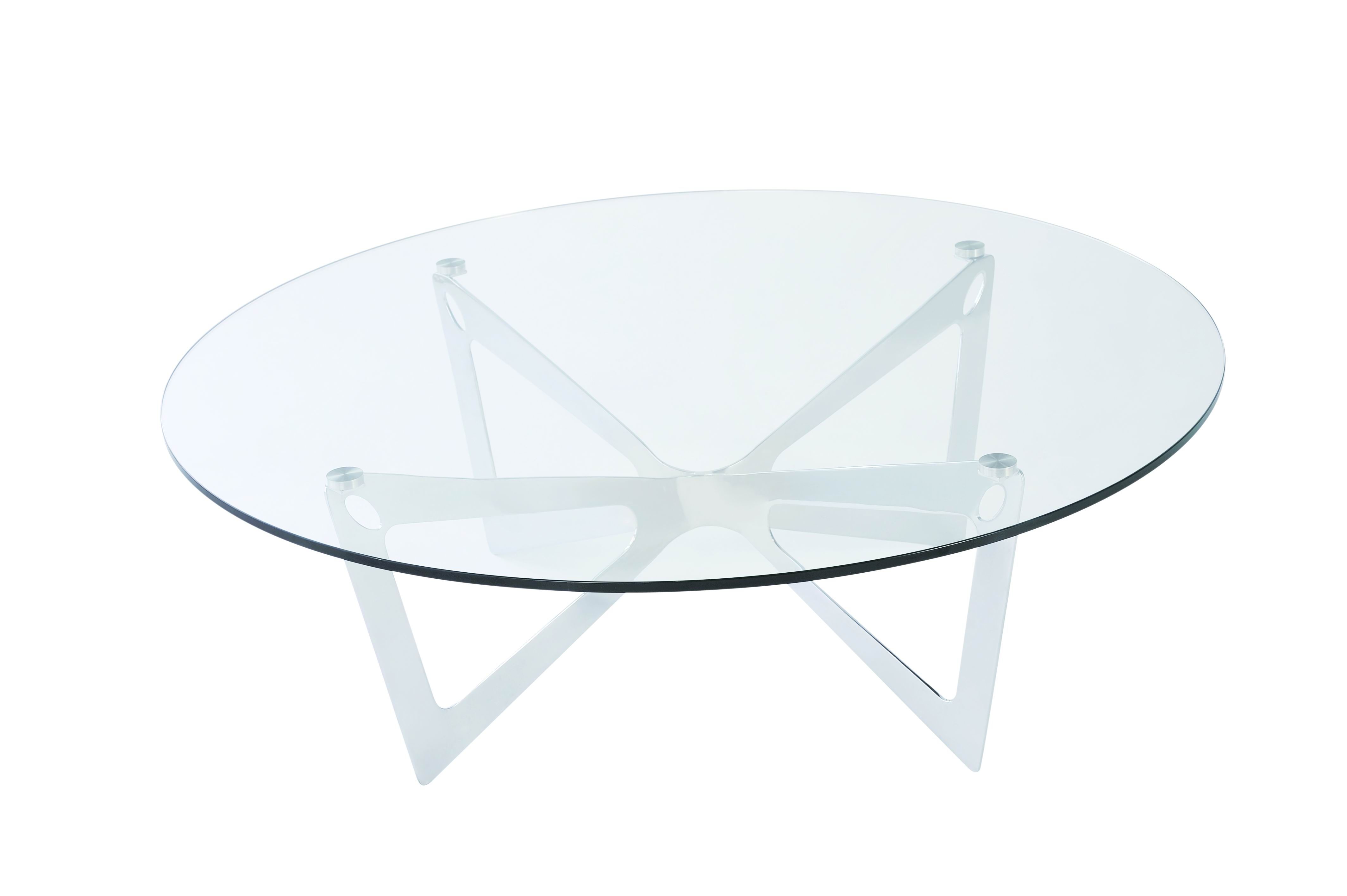 Contemporary Round Glass Coffee Table Living Room Furniture Contemporary Round Glass Top Coffee Table With Chrome Metal Base Round Coffee Table With Metal Legs (View 3 of 10)