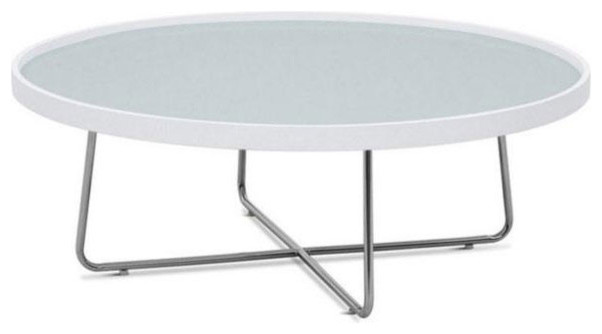 Contemporary White Round Glass Top Coffee Table Mima Modern Coffee Tables Modern White Round Coffee Table (Photo 1 of 10)