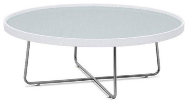 Contemporary White Round Glass Top Coffee Table Mima Modern Coffee Tables White Round Coffee Table (Photo 1 of 10)