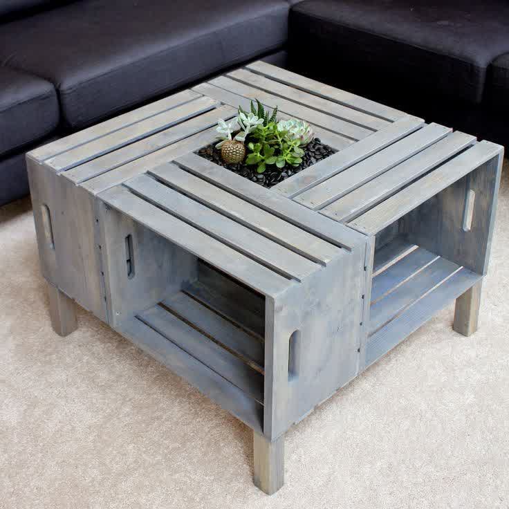 Crate Coffee Table With Legs And Open Storage Modern Wood Coffee Table Reclaimed Metal Mid Century Round Natural Diy All Modern Coffee Table With Storage (Photo 1 of 10)