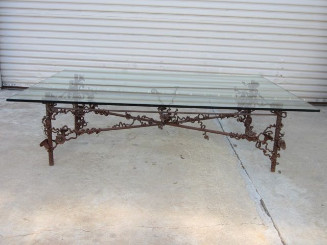 Custom Glass For Coffee Table Iron Base Glass Top Coffee Table Vintage Furniture Four Legs Interior (View 5 of 9)