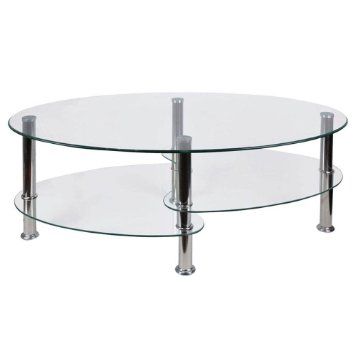Discount Glass Coffee Tables Home Discount Cara Glass Coffee Table Clear Oval Stainless Steel Legs Modern (View 3 of 10)