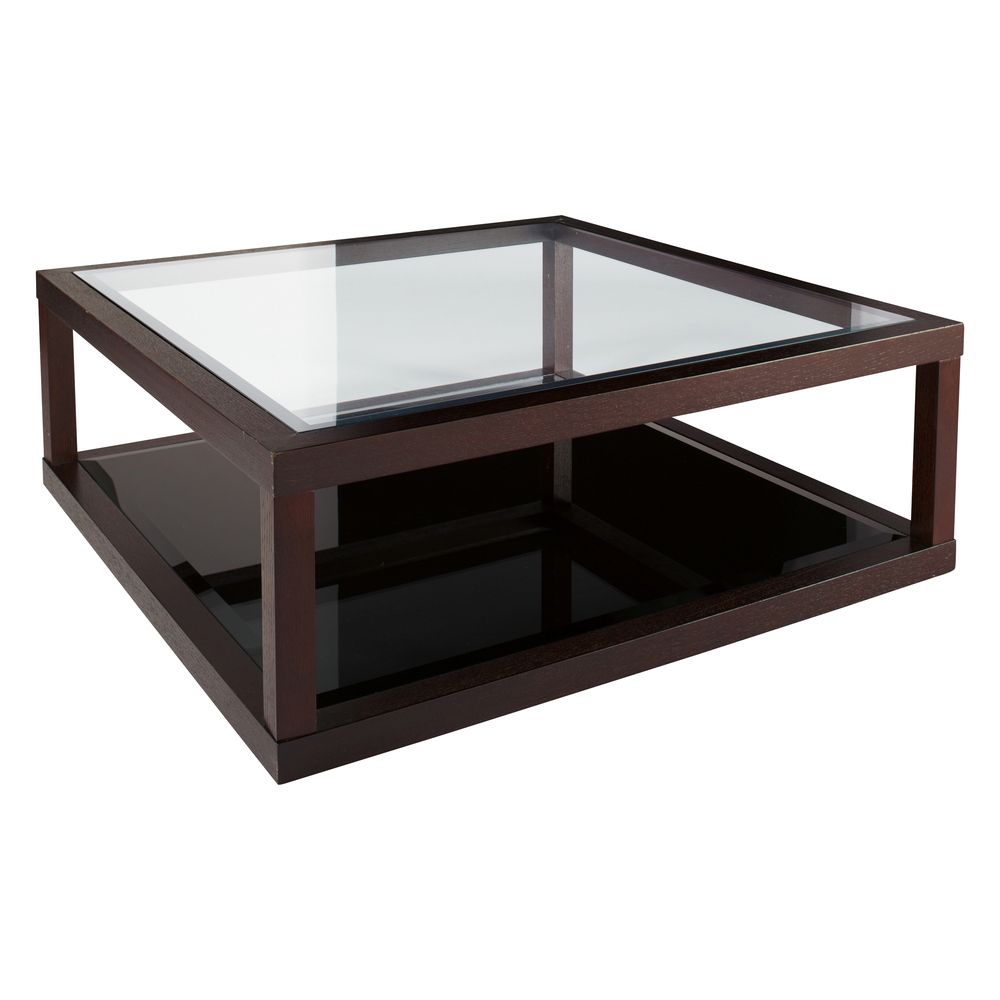 Glass And Dark Wood Coffee Table A Bold Modern Structure Two Level Polished Nickel Coffee Table With Two Clear Glass Table Tops (View 1 of 9)