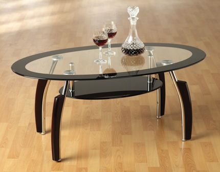 Glass Coffee Tables For Sale Elena Oval Black Border Glass Coffee Table With Undershelf (View 4 of 9)