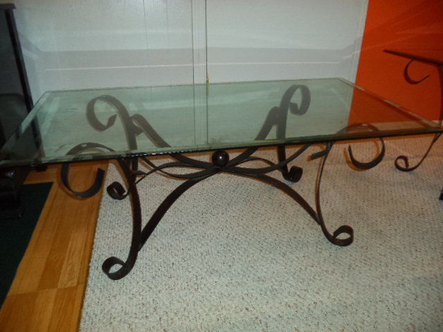 Glass Iron Coffee Table Wrought Iron Coffee Beveled Glass End Tables In Joliet Small Space Designs (View 10 of 10)