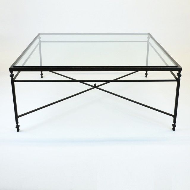 Glass Top Metal Base Coffee Table Huge Square Coffee Table With X Design Iron Base Glass Top Modern Coffee Four Legs (Photo 5 of 10)