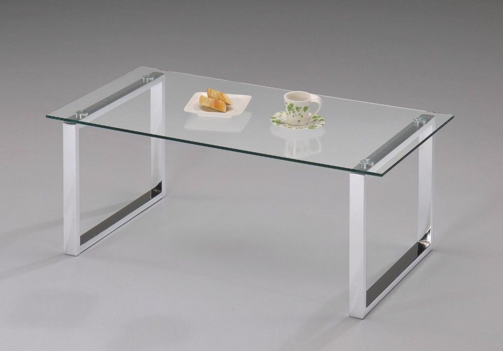Glass Top Metal Base Coffee Table Kings Brand Modern Design Chrome Finish Four Leg Contemporary Design Interiors (Photo 7 of 10)