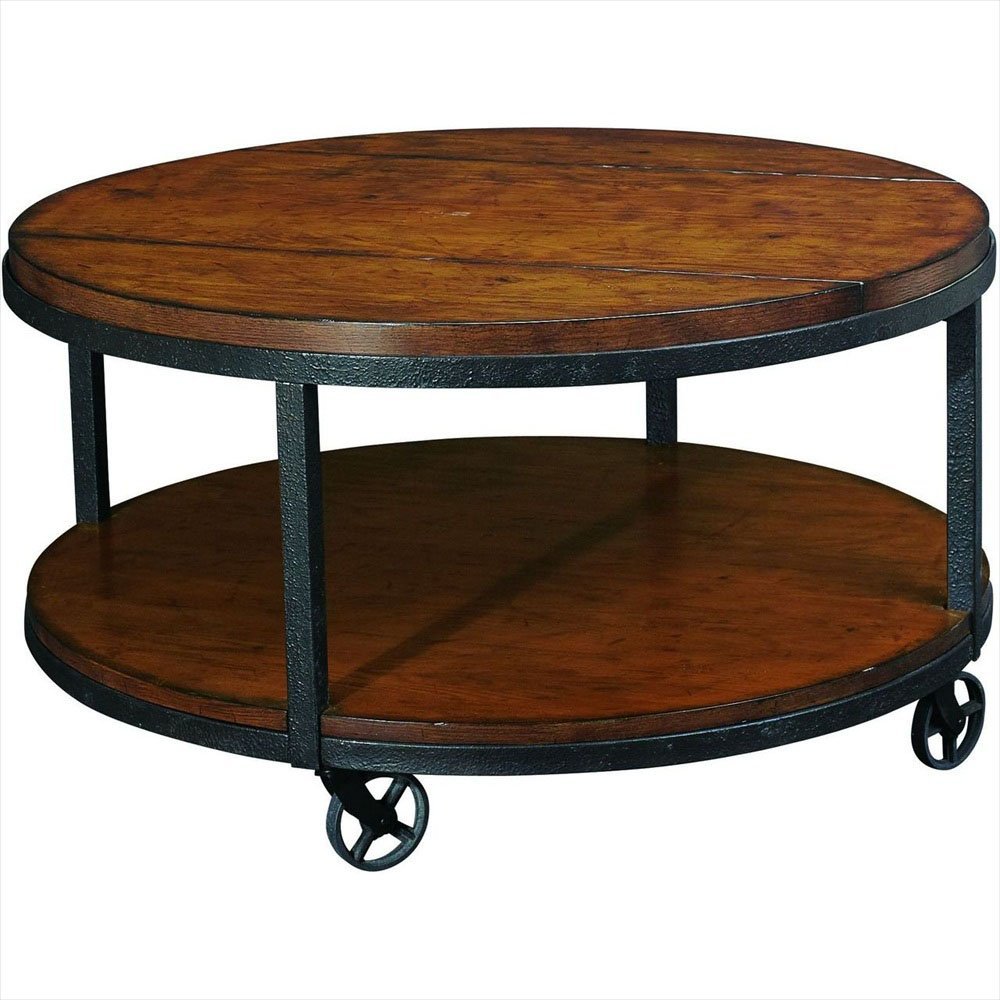 Hammary Baja Round Cocktail Table In Umber Coffee Tables Round Coffee Table With Wheels Large Coffee Tables With Wheels 