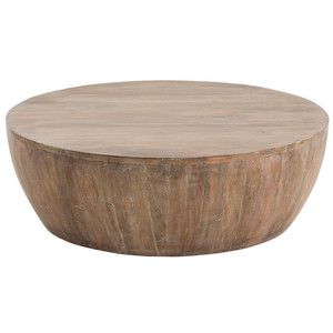 Hubert Rustic Lodge White Washed Wood Coffee Table Round Wooden Coffee Tables Sale Customized Wooden Coffee Tables Furniture (View 5 of 10)
