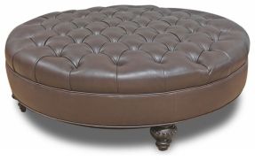 Large Round Ottoman Coffee Table Round Tufted Leather Coffee Ottoman Contemporary Footstools And Ottomans (View 5 of 8)