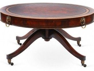 Leather Top Duncan Phyfe Flame Mahogany Round Coffee Table One Kings Lane Mahogany Round Coffee Table Mahogany Coffee Table Sets (View 3 of 10)