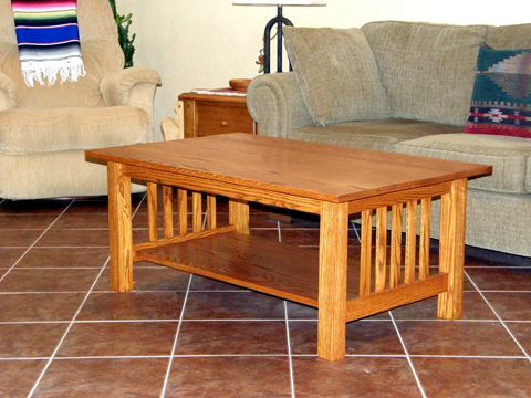 Light Brown Wood Furnish Square Shape Mission Style Coffee Table Set Craftsman Style Coffee Table (View 2 of 9)