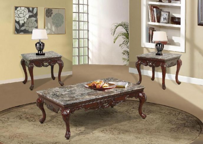 Marble Top Coffee Table Sets Beveled Edge Faux Marble Tops On Each Piece Provide The Perfect Easy To Wipe Surface For Displaying Artwork Or Holding Drinks (View 3 of 10)