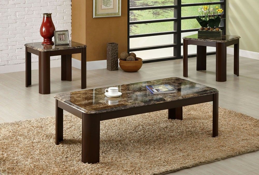 Marble Top Coffee Table Sets Tapered Feet Finish Each Piece And Provide A Sturdy Foundation For Lamps Potted Plants And Decor (View 9 of 10)