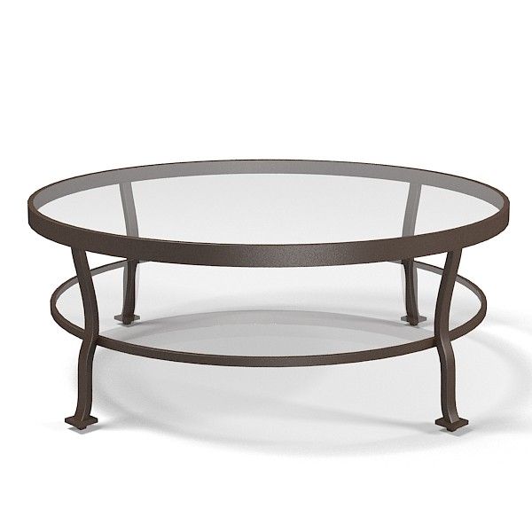 Mcguire Belmond Outdoor 3d Model 40 Round Coffee Table With Top Glass And Storage With 4 Legs From Steel Round Black Coffee Table (View 6 of 10)