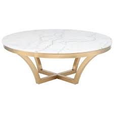 Nuevo Aurora Gold Coffee Table Marble Top Round Coffee Table Marble Top Cocktail Table Round Marble Coffee Table (View 5 of 10)