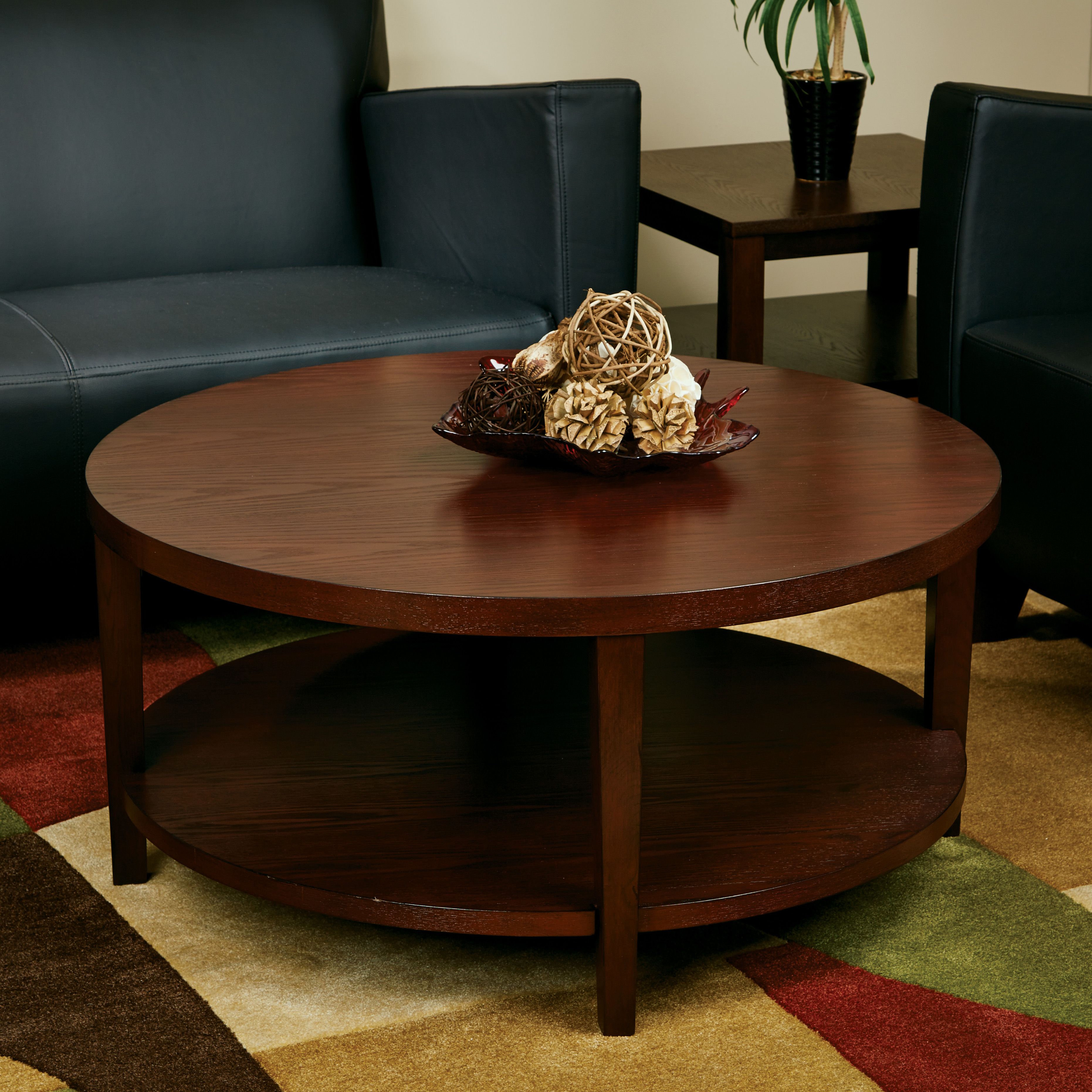 Office Star Products Merge 36 Inch Round Coffee Table Minimalist Brown Lacquered Wooden Coffee Table Design Ideas  (View 8 of 10)