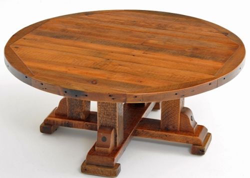 Round Barnwood Coffee Table With Monte Carlo Base Rustic Coffee Tables Rustic Round Coffee Tables (View 3 of 10)