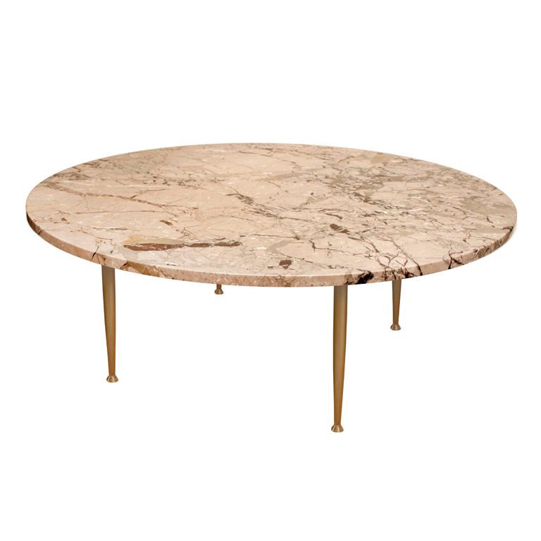 Round Coffee Table With Exotic Marble Top And Brass Legs Round Marble Coffee Tables Stone Top Coffee Tables (View 5 of 10)