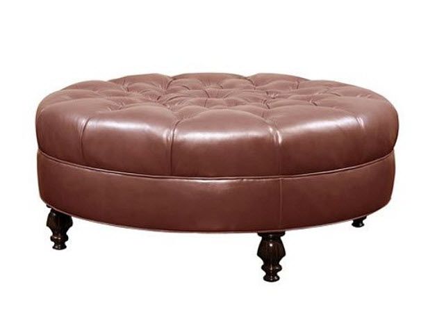Round Ottoman Coffee Table Pictured Ives Fabric Or Leather Large Round Leather Ottomans Coffee Tables (View 6 of 10)
