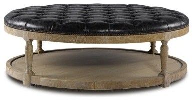 Round Tufted Leather Coffee Ottoman Contemporary Footstools And Ottomans Round Leather Ottomans Coffee Tables (View 8 of 10)