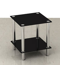 Small Black Glass Coffee Table Black Or Clear Glass Stainless Steel Small Display Stand Side Coffee Table (Photo 1 of 10)