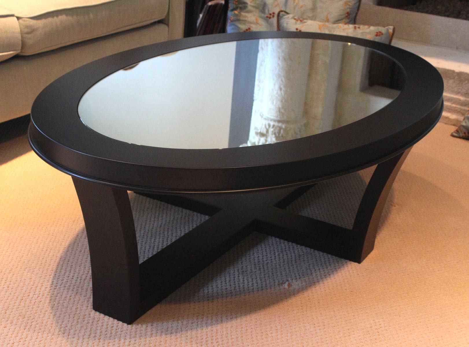 Small Black Glass Coffee Table Furniture Oval Glass Top Coffee Table With Storage And Wooden Base With Frame Painted With Wooden (View 4 of 10)
