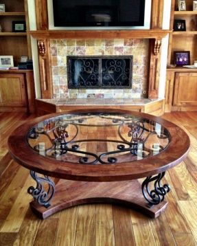 This Custom Coffee Table Showcases Solid Mesquite Wood With Beautiful Hand Forged Wrought Iron Designs Seen Wrought Iron Round Coffee Table (View 6 of 9)